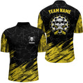 Personalized All Over Print Skull Darts Quarter-zip Yellow Black Women Dart