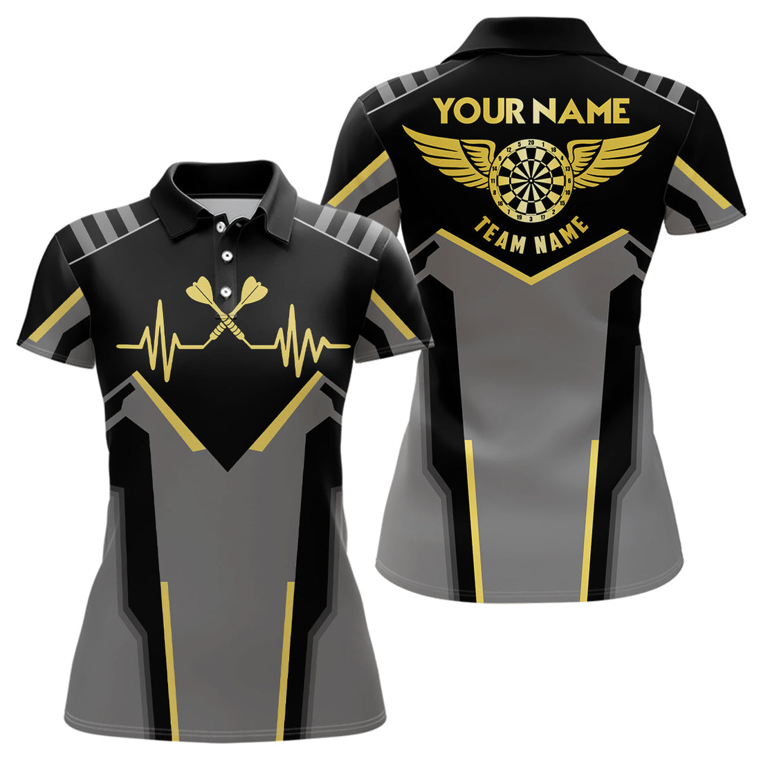 Womens Heart Pulse Line Darts Custom Yellow Heartbeat Dart