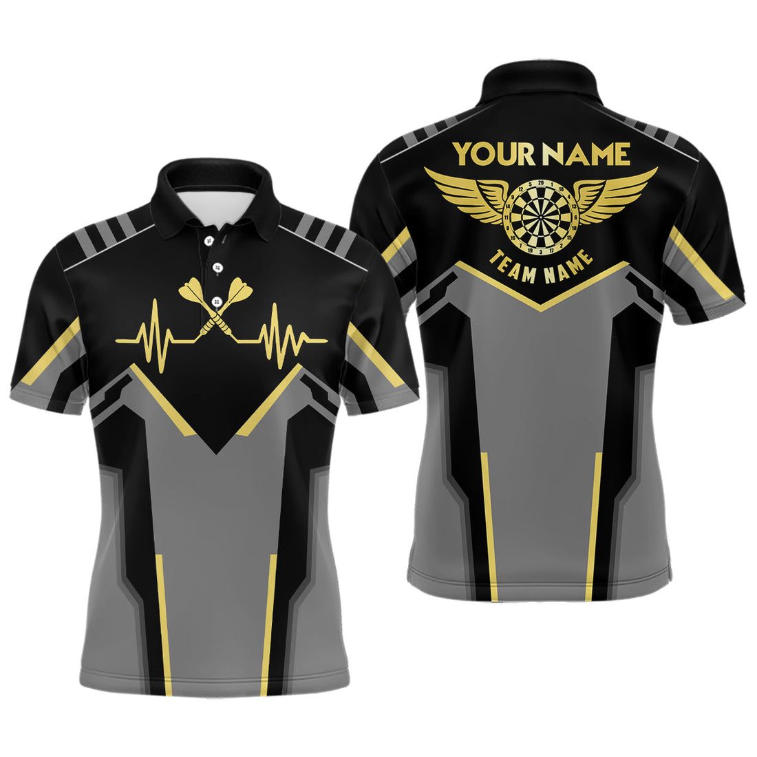 Womens Heart Pulse Line Darts Custom Yellow Heartbeat Dart