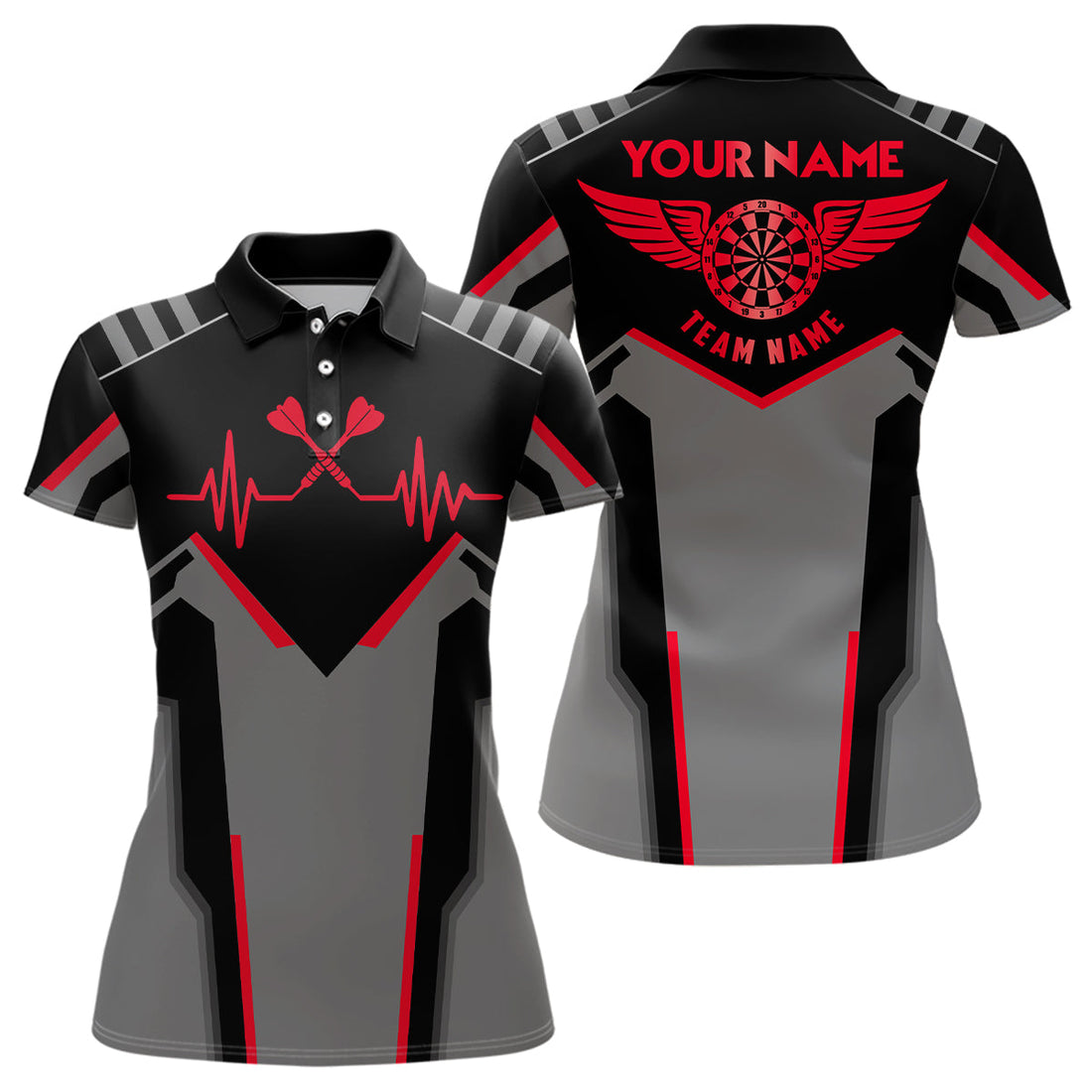 Womens Heart Pulse Line Darts Quarter-Zip Custom Red Heartbeat Dart