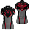 Womens Heart Pulse Line Darts Quarter-Zip Custom Red Heartbeat Dart