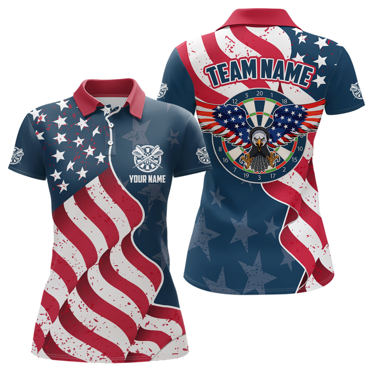 Custom Eagle Waving American Flag Darts Quarter-Zip Patriotic Dart