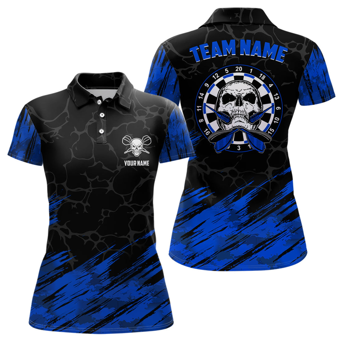 Personalized All Over Print Skull Darts Navy Black Dart