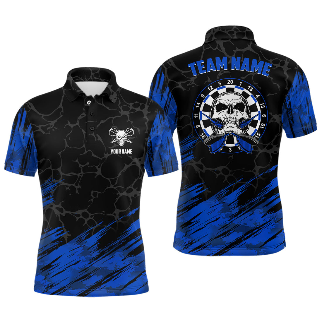 Personalized All Over Print Skull Darts Navy Black Dart