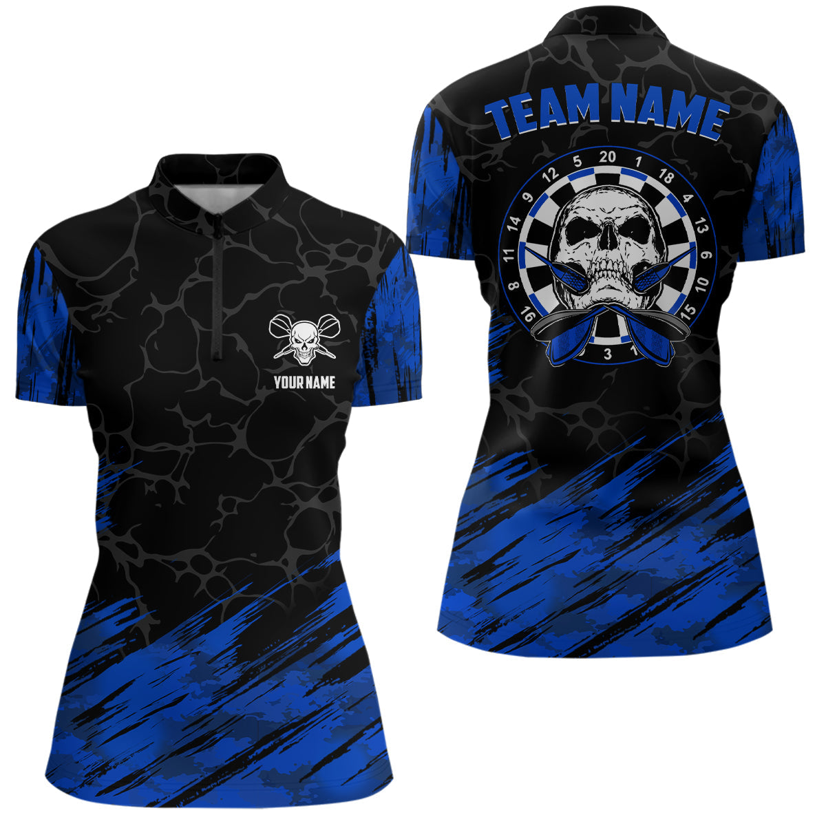 Personalized All Over Print Skull Darts Navy Black Dart