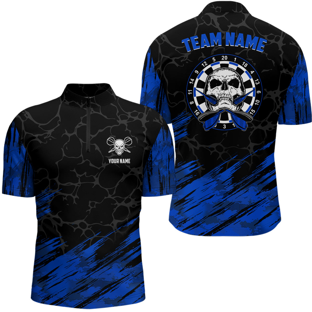 Personalized All Over Print Skull Darts Navy Black Dart