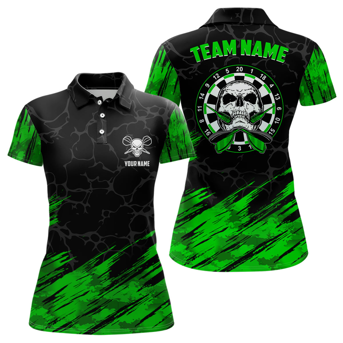 Personalized All Over Print Skull Darts Green Black Women Dart