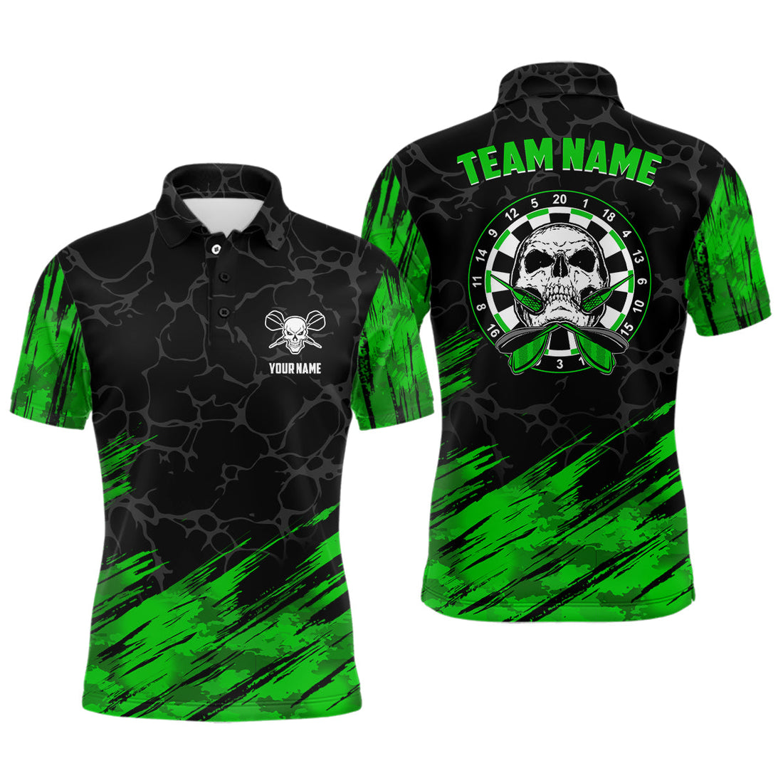 Personalized All Over Print Skull Darts Green Black Women Dart