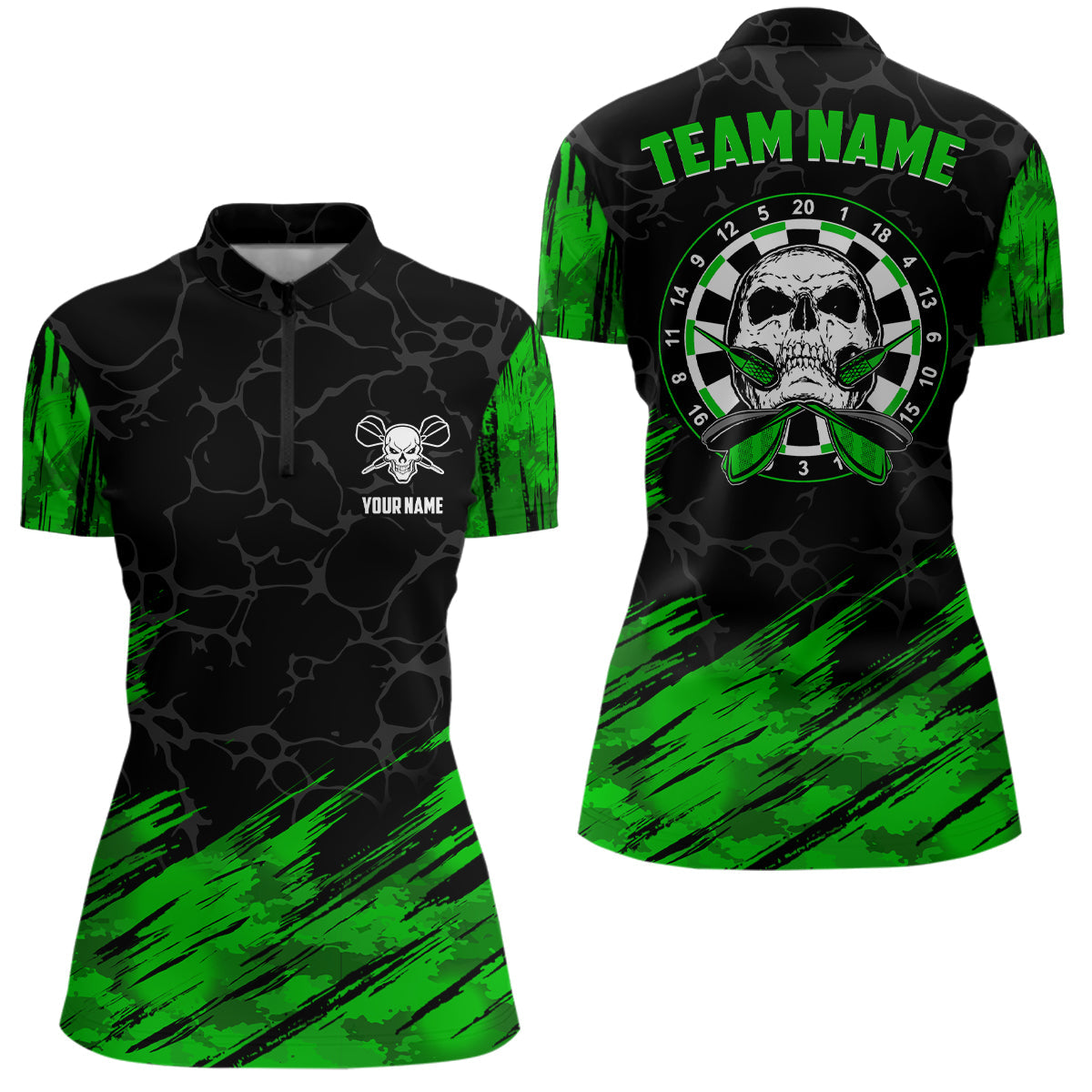 Personalized All Over Print Skull Darts Green Black Women Dart