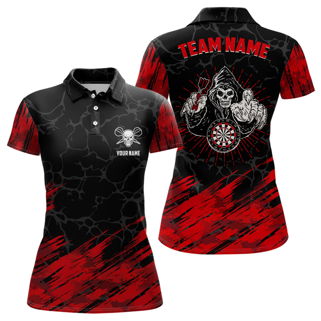 Personalized 3D All Over Print Skull Darts Red Black Women Dart