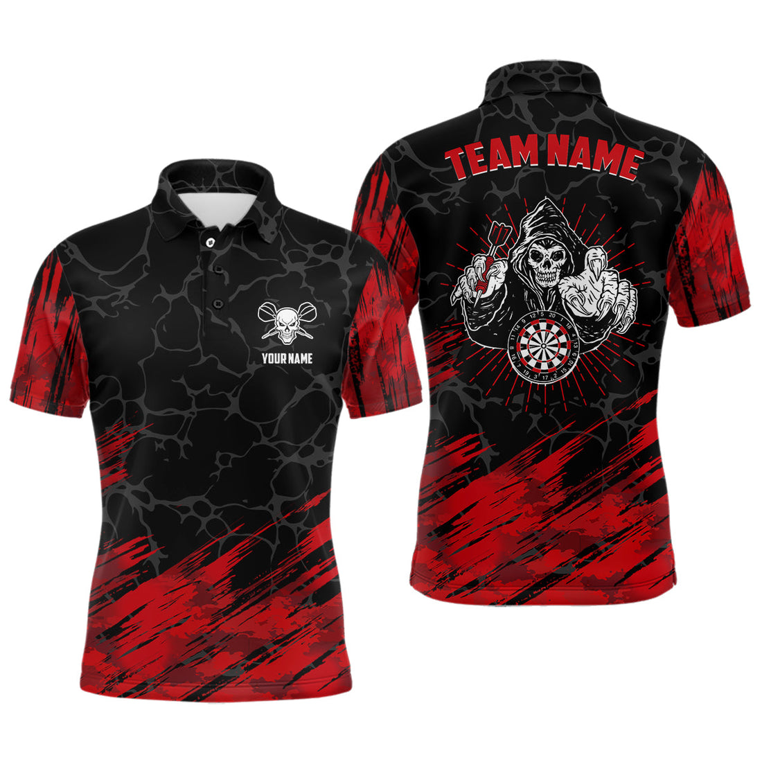 Personalized 3D All Over Print Skull Darts Red Black Women Dart