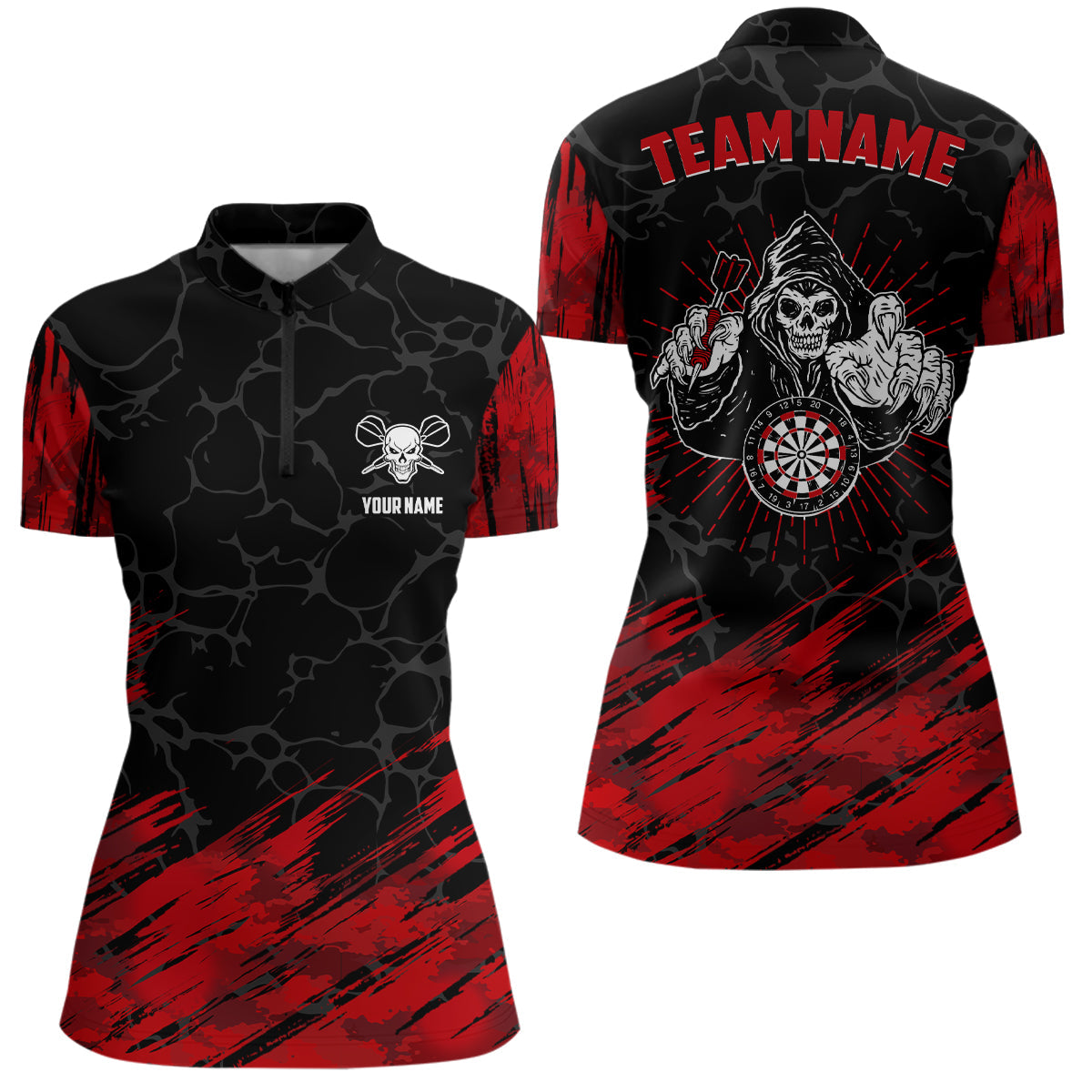 Personalized 3D All Over Print Skull Darts Red Black Women Dart