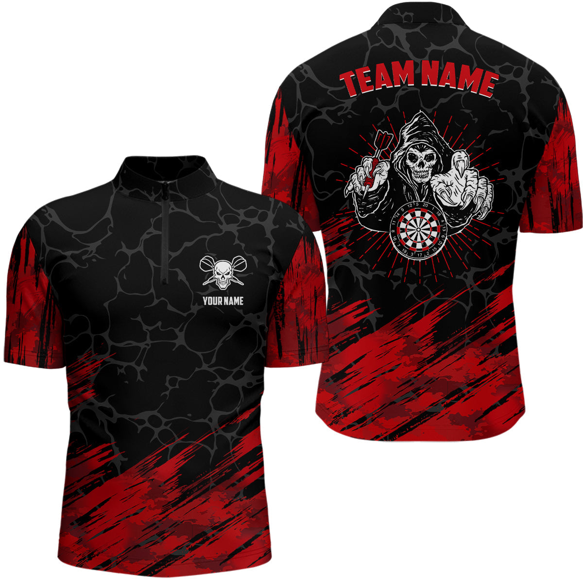 Personalized 3D All Over Print Skull Darts Red Black Women Dart