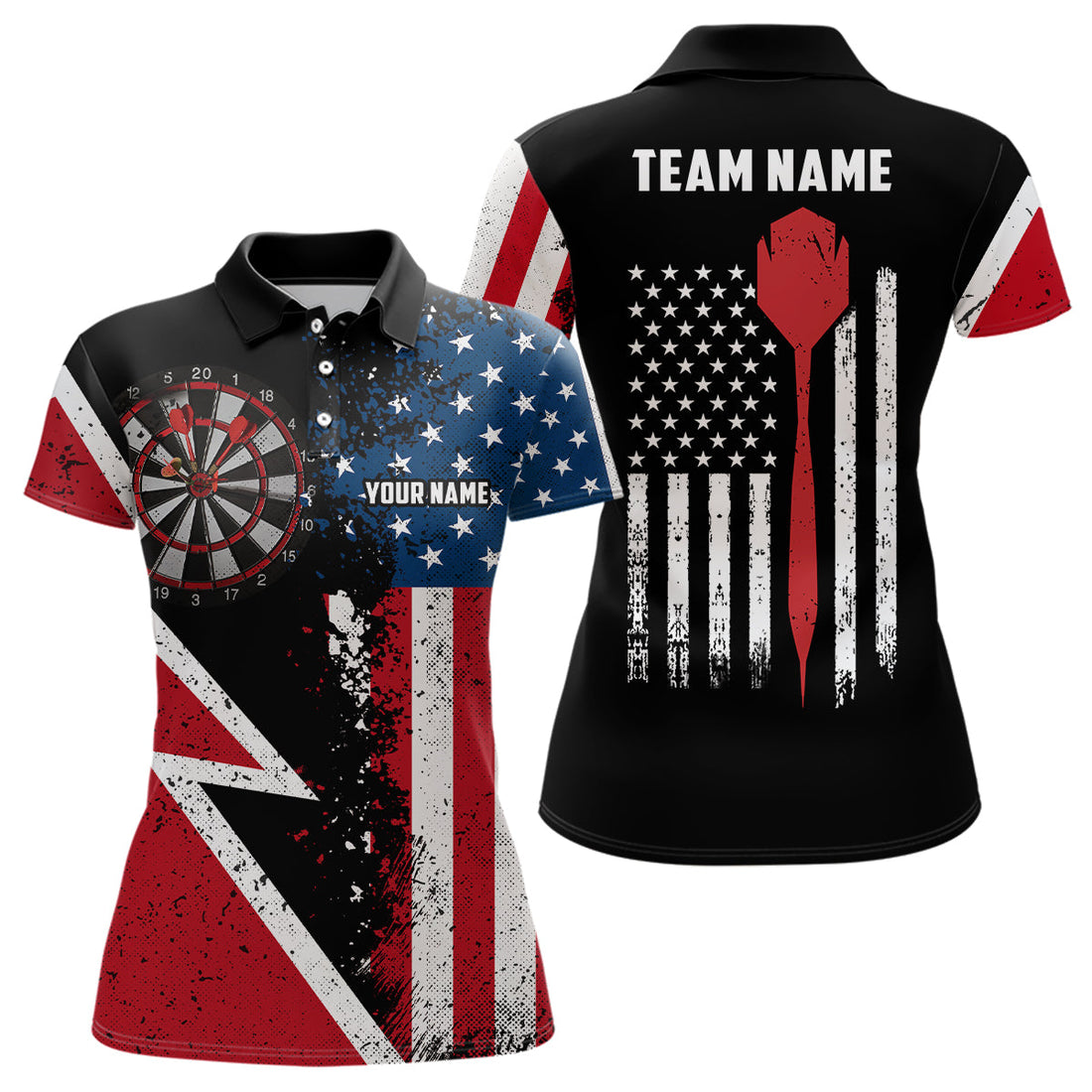 Retro American Flag Darts Quarter-Zip Custom Patriotic Women Darts Dart