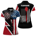 Retro American Flag Darts Quarter-Zip Custom Patriotic Women Darts Dart