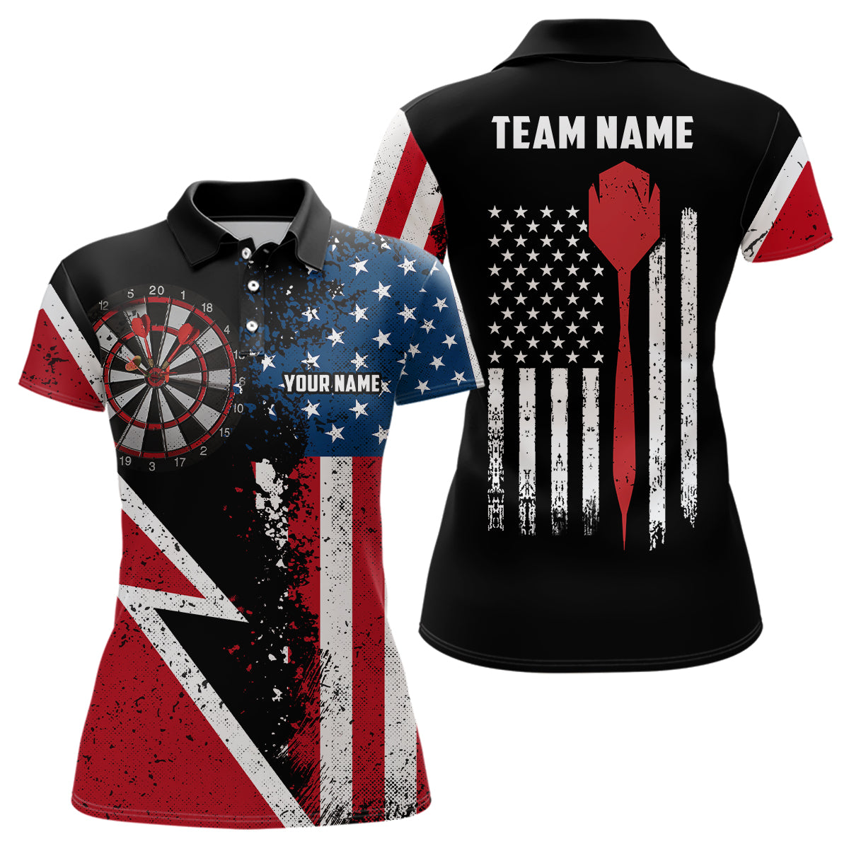Retro American Flag Darts Quarter-Zip Custom Patriotic Women Darts Dart
