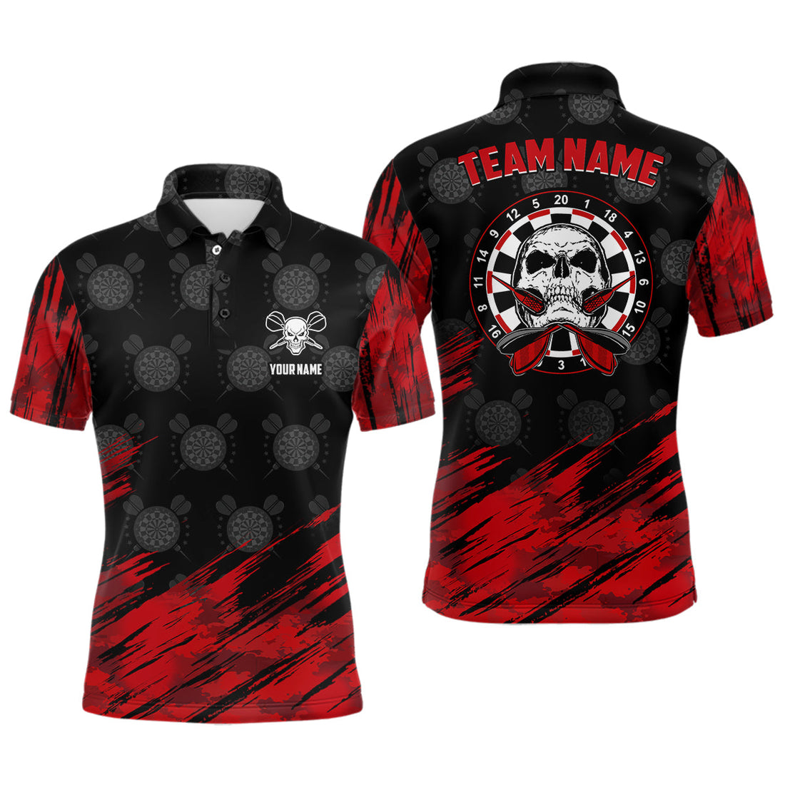 Personalized All Over Print Skull Darts Red Black Dart