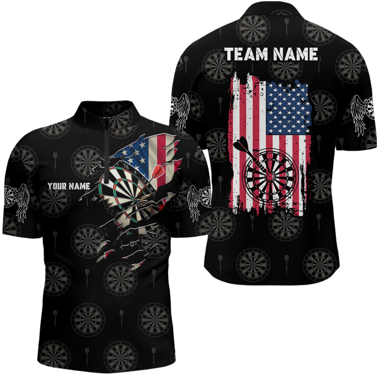 Personalized American Flag Darts Quarter-Zip Retro Patriotic Dart