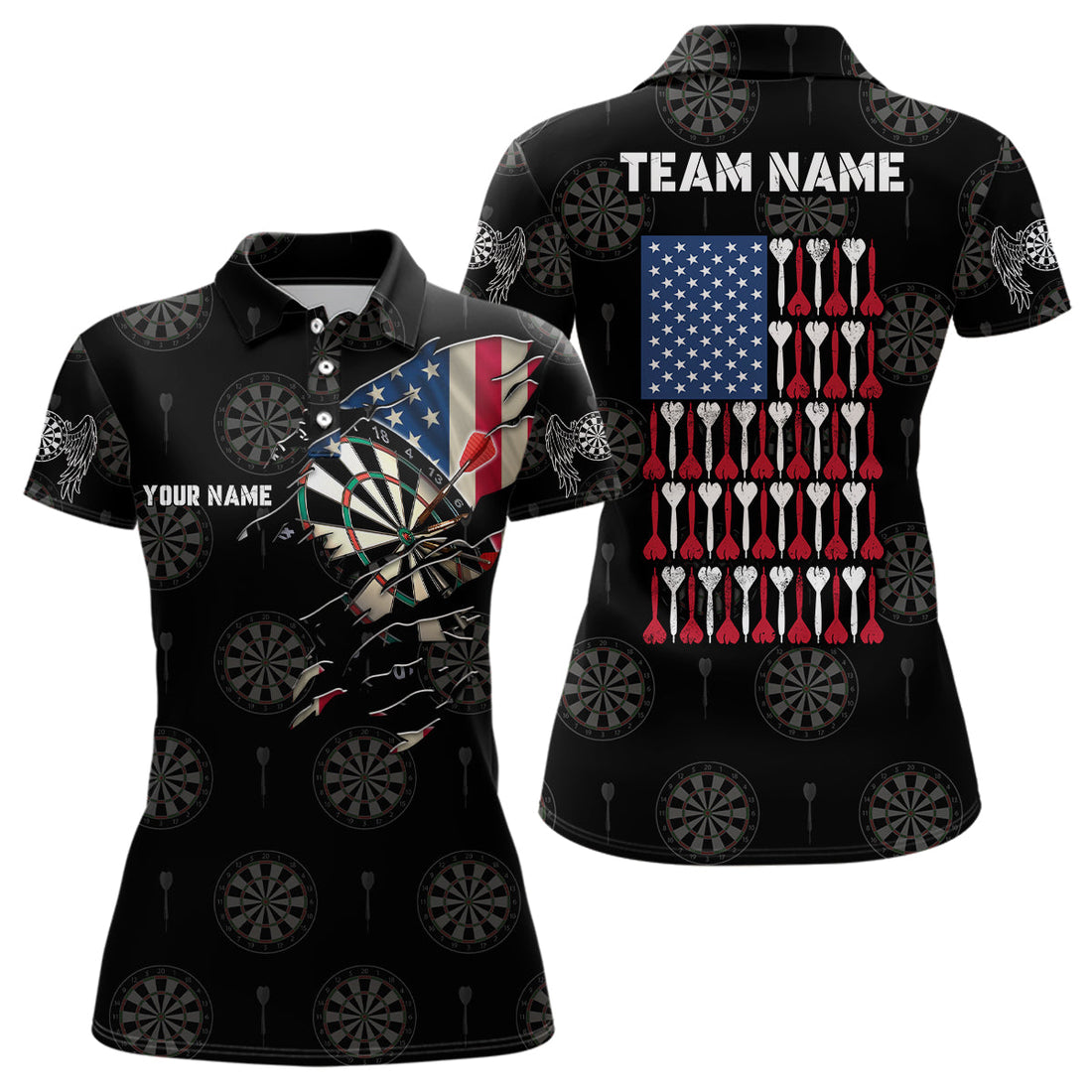 Personalized American Flag Darts Quarter-Zip Patriotic Darts Team