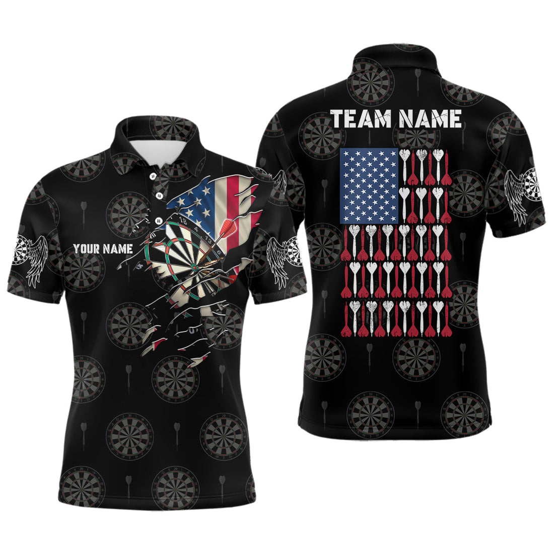 Personalized American Flag Darts Quarter-Zip Patriotic Darts Team