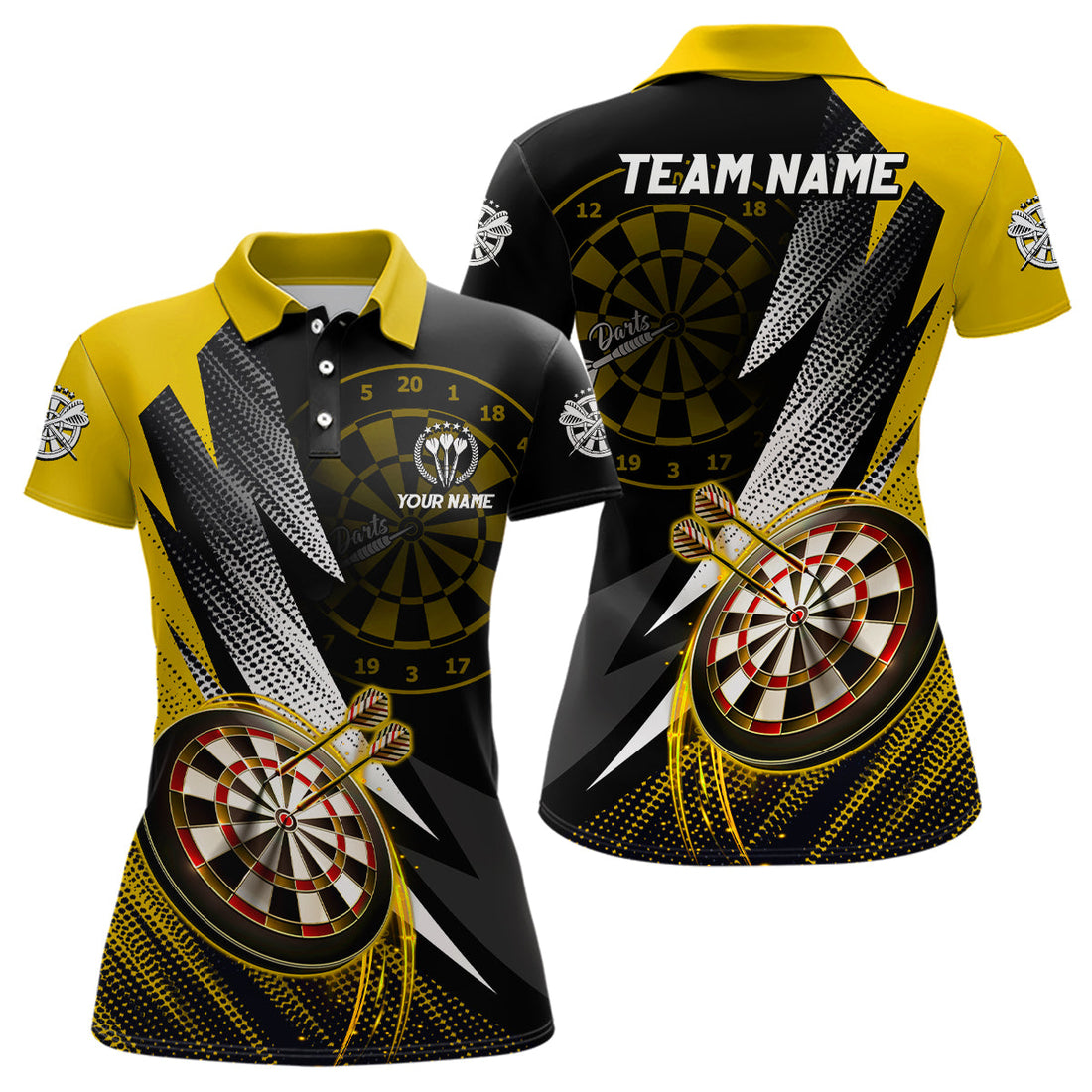 Personalized Yellow Black Darts Quarter-Zip Custom Darts Team