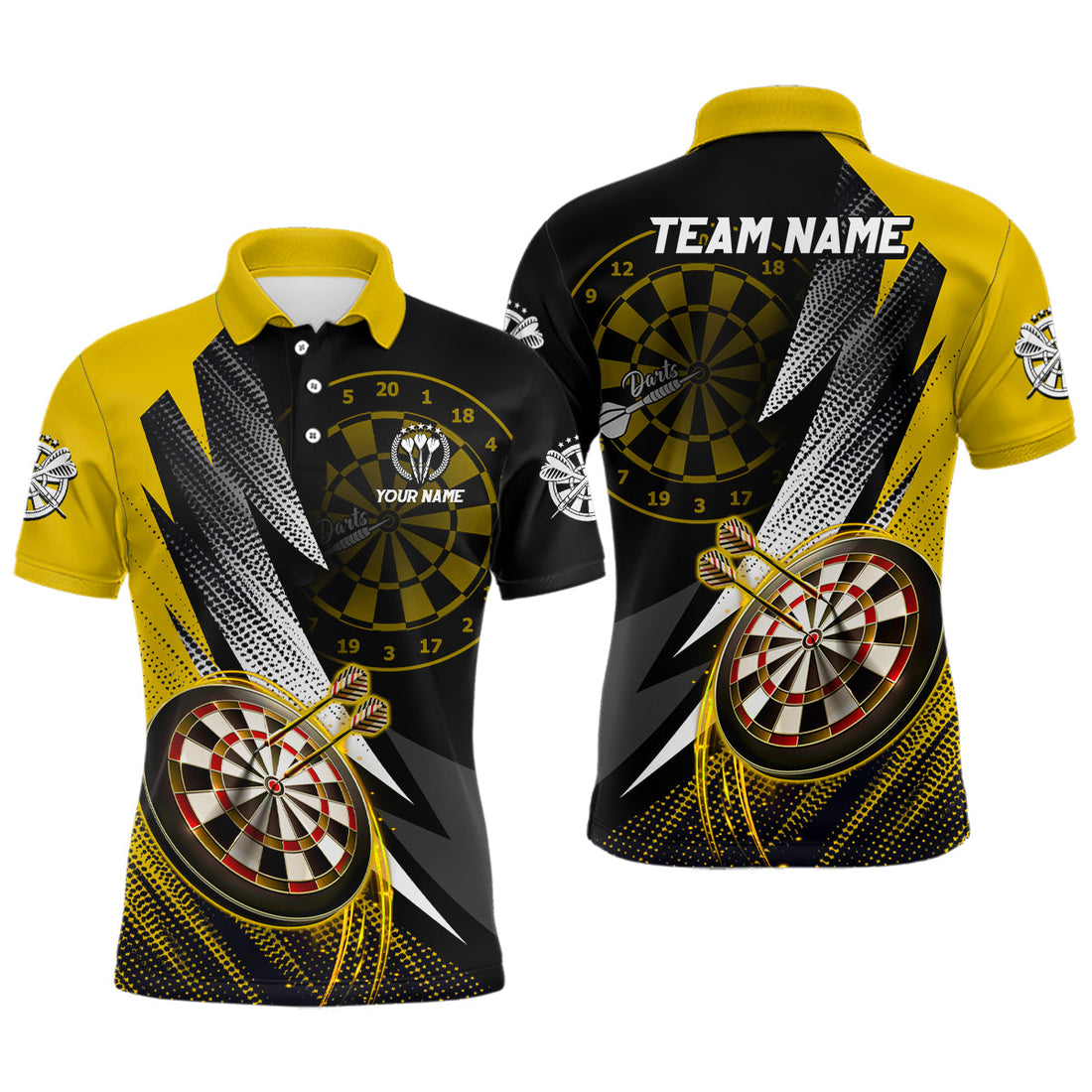 Personalized Yellow Black Darts Quarter-Zip Custom Darts Team