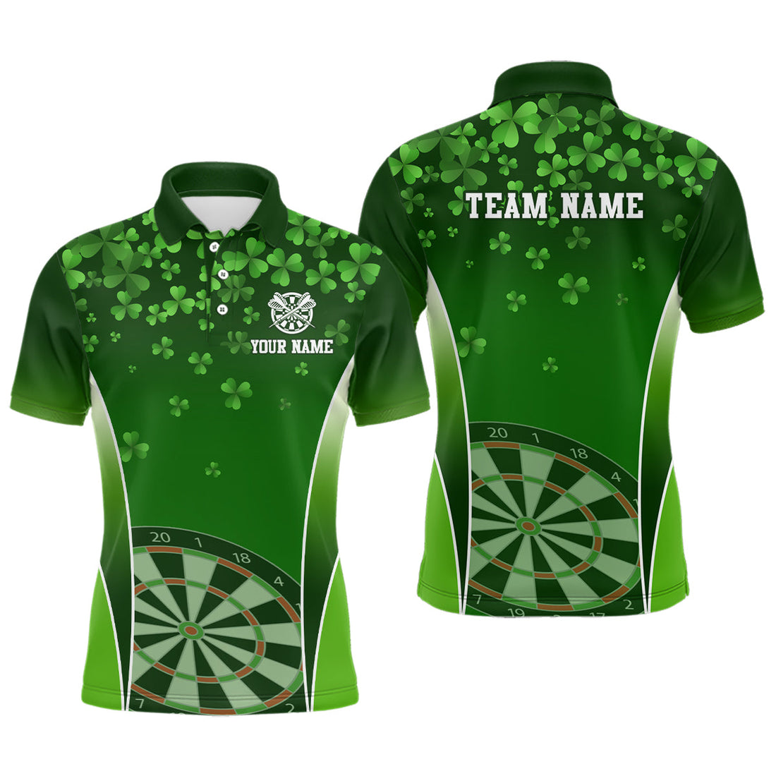 3D Green Clovers Patrick Day Darts Personalized Dart