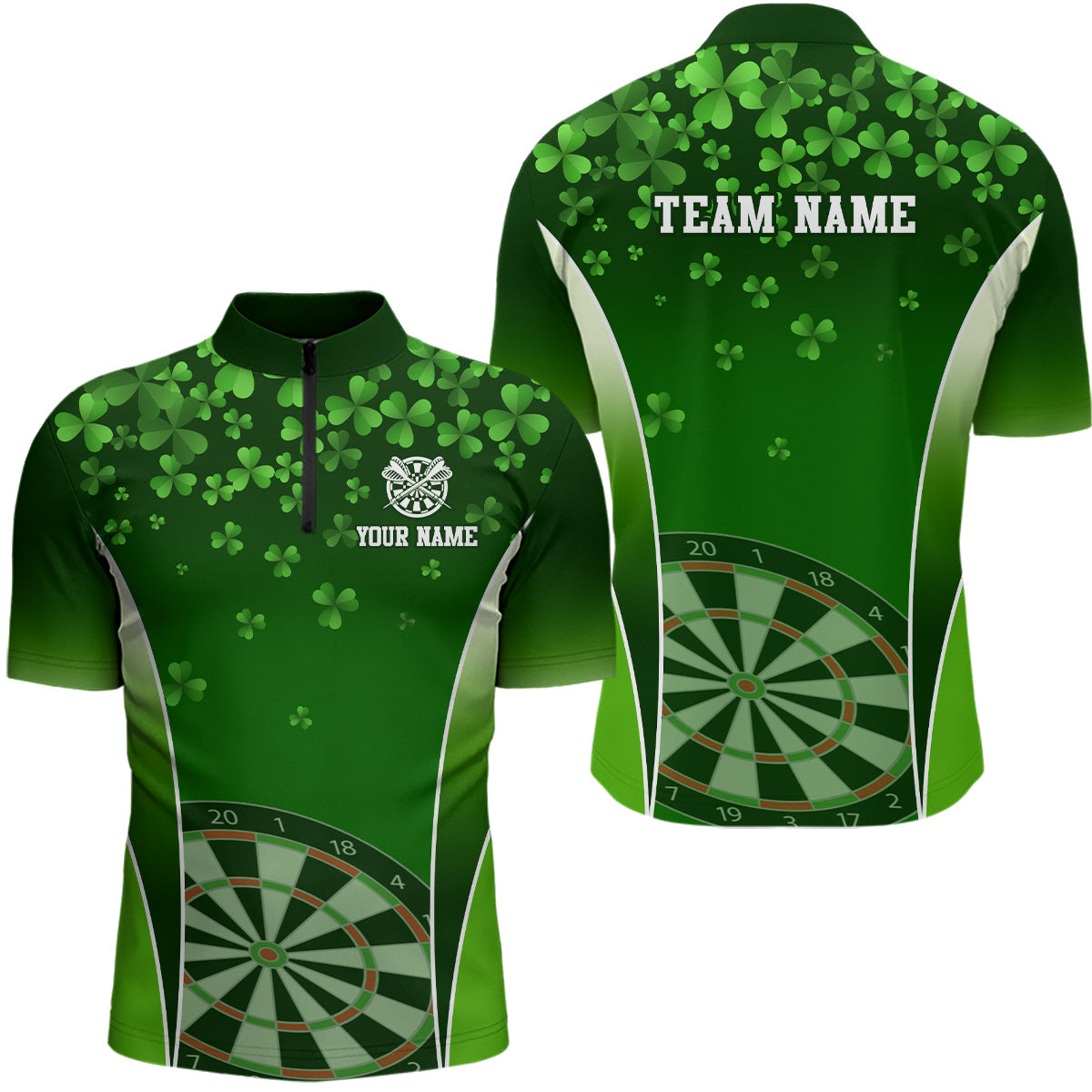 3D Green Clovers Patrick Day Darts Personalized Dart