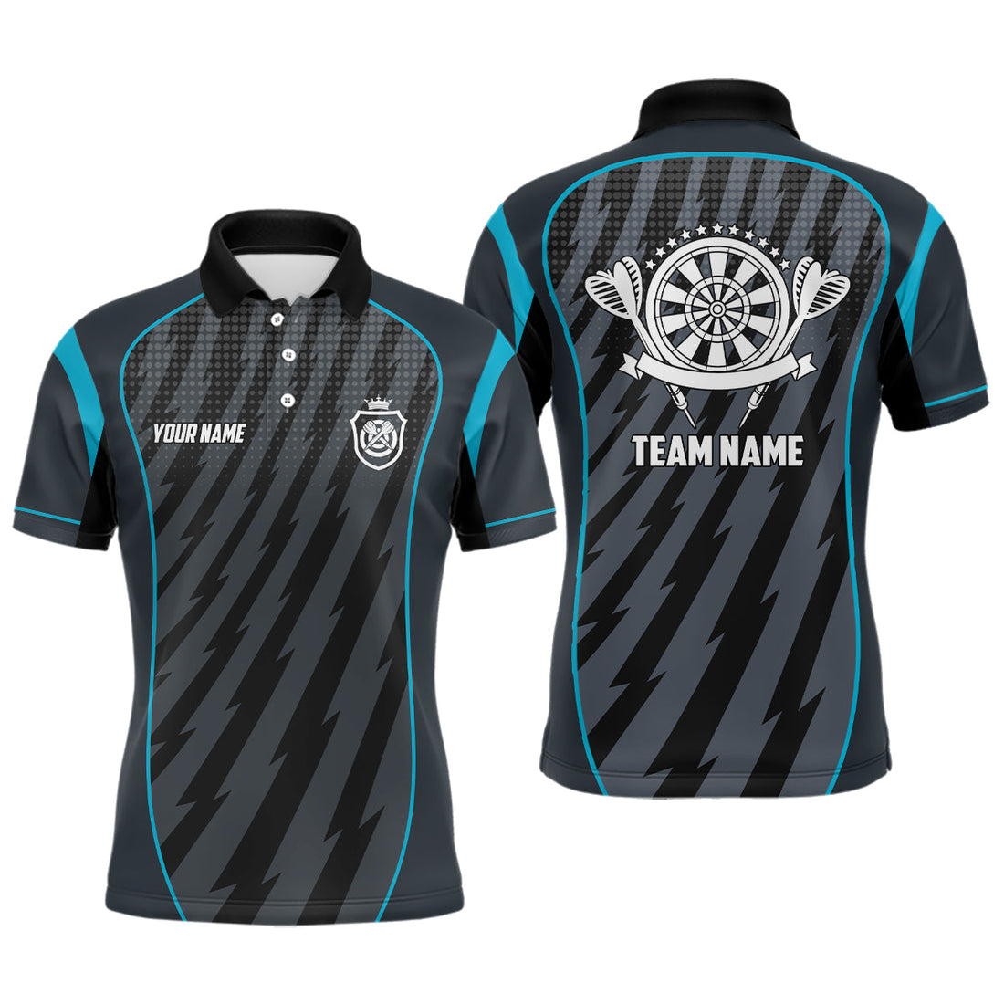 Personalized Sport Style Blue Grey Lightning Darts Quarter-Zip Dart