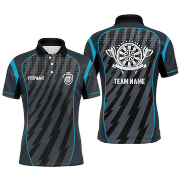 Personalized Sport Style Blue Grey Lightning Darts Quarter-Zip Dart