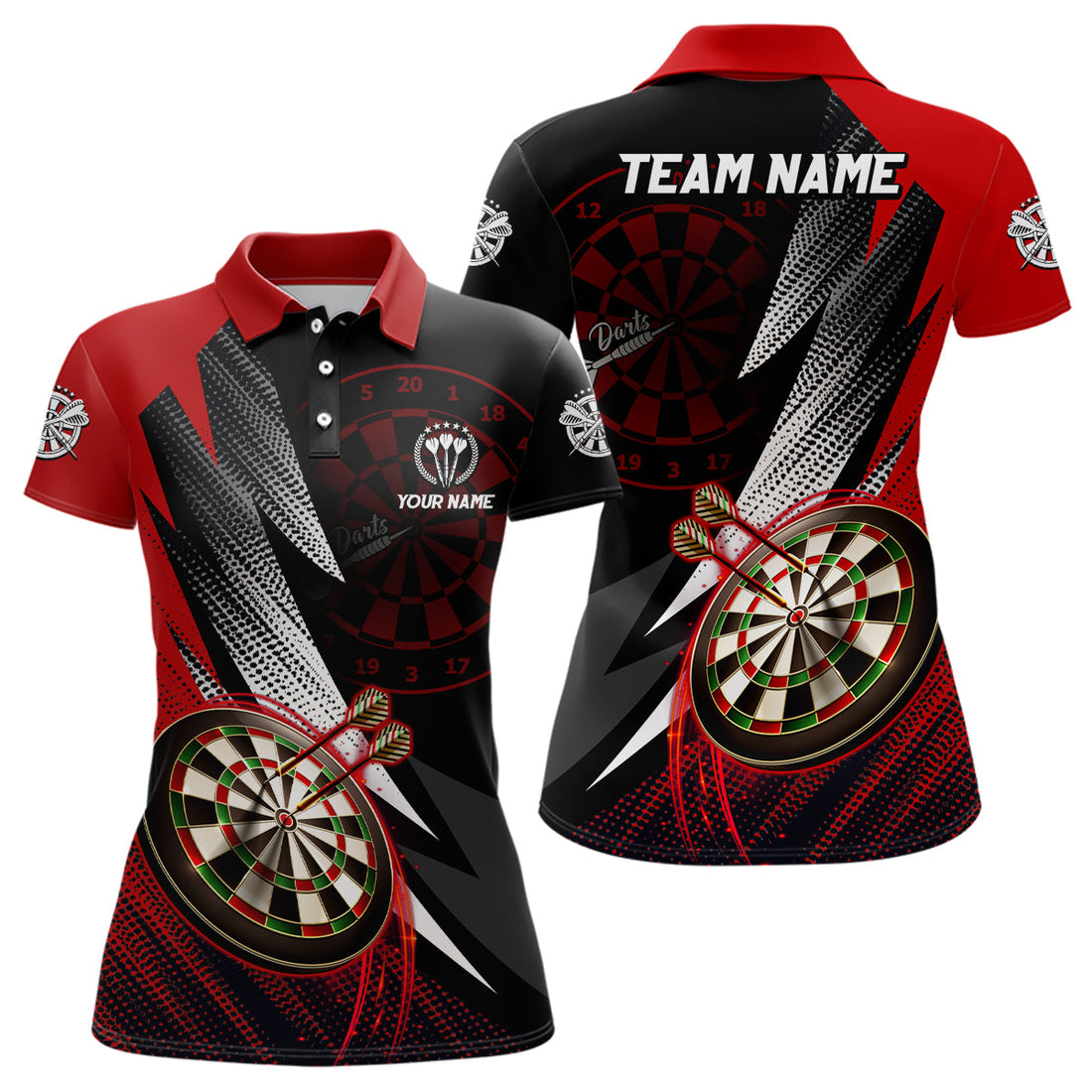 Personalized Red Black Darts Quarter-zip Custom Cool Darts Team