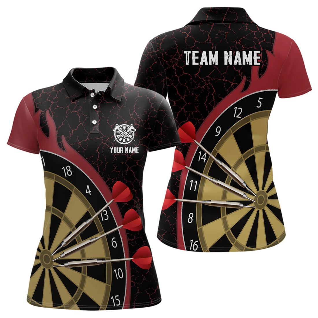 Personalized Darts Set Red Fire Flame Quarter-Zip Custom Darts