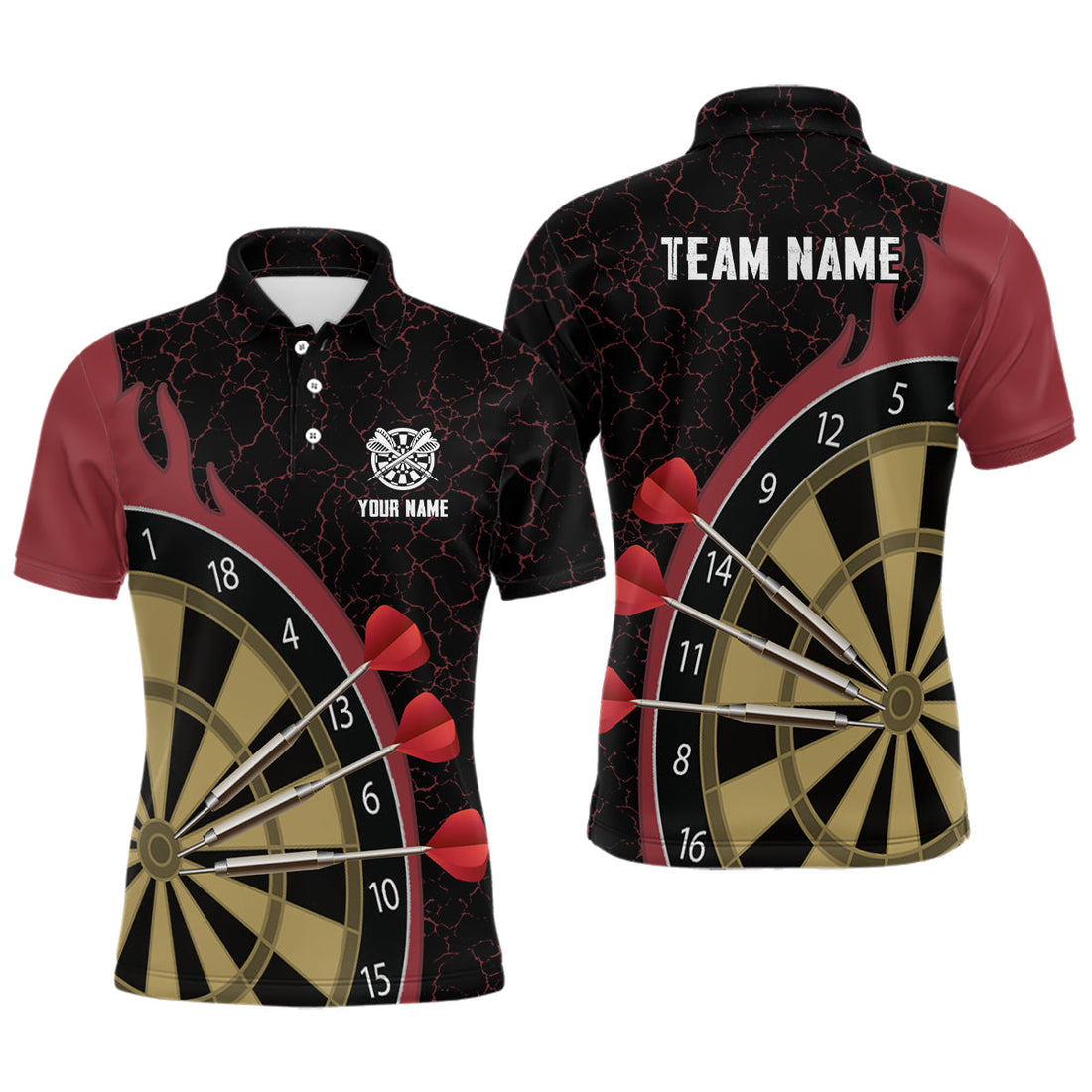 Personalized Darts Set Red Fire Flame Quarter-Zip Custom Darts