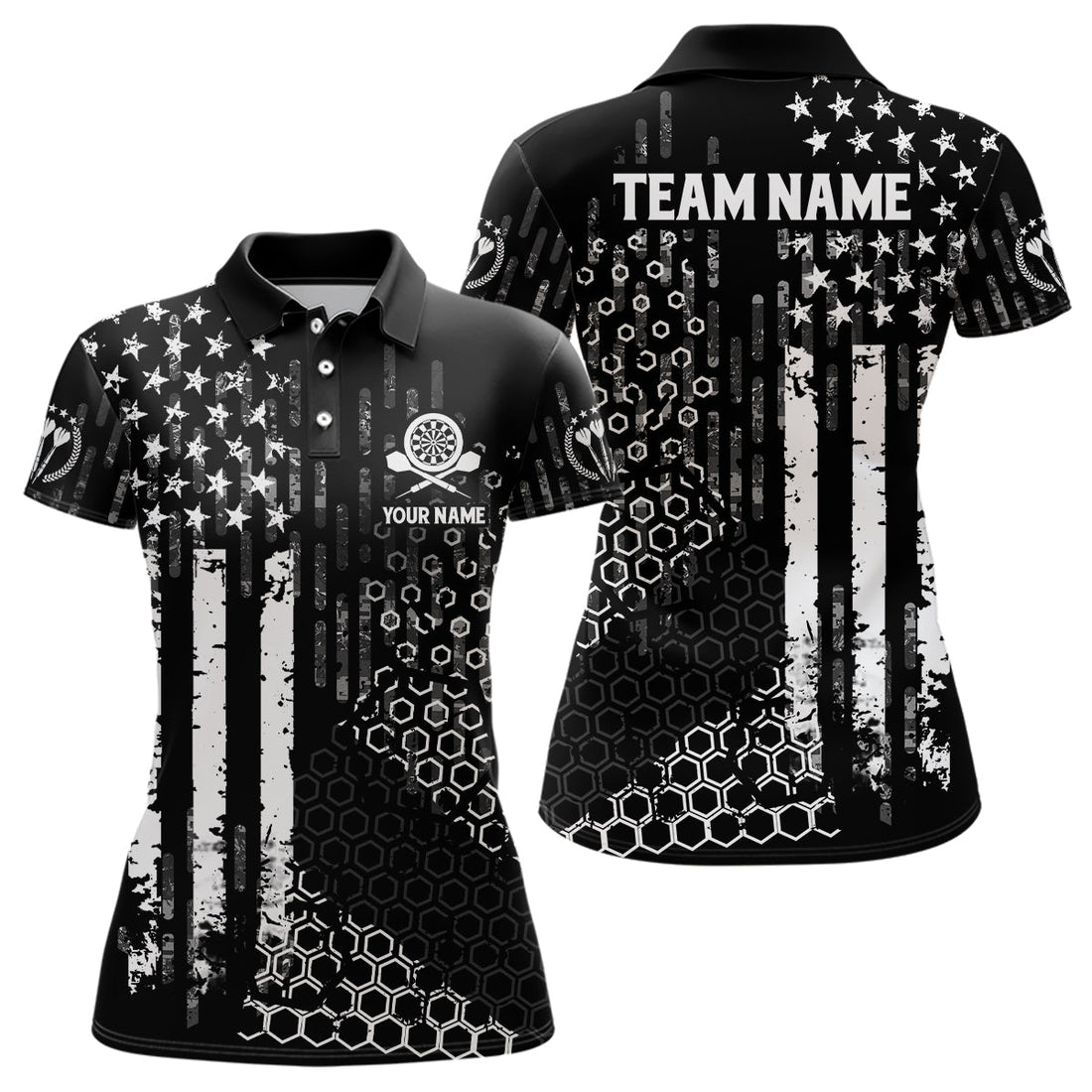 Personalized Us Flag Hive Pattern Darts Quarter-zip Patriotic Darts