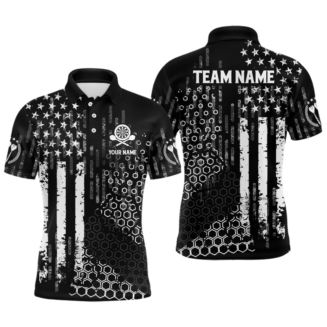 Personalized Us Flag Hive Pattern Darts Quarter-zip Patriotic Darts