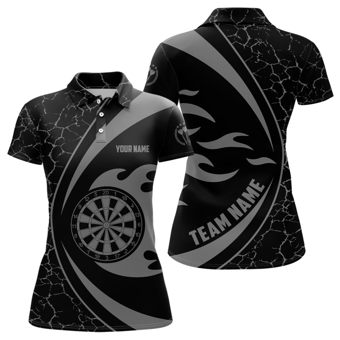Personalized Grey Fire Flame Dart Quarter-Zip Darts Dart Team