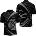 Personalized Grey Fire Flame Dart Quarter-Zip Darts Dart Team