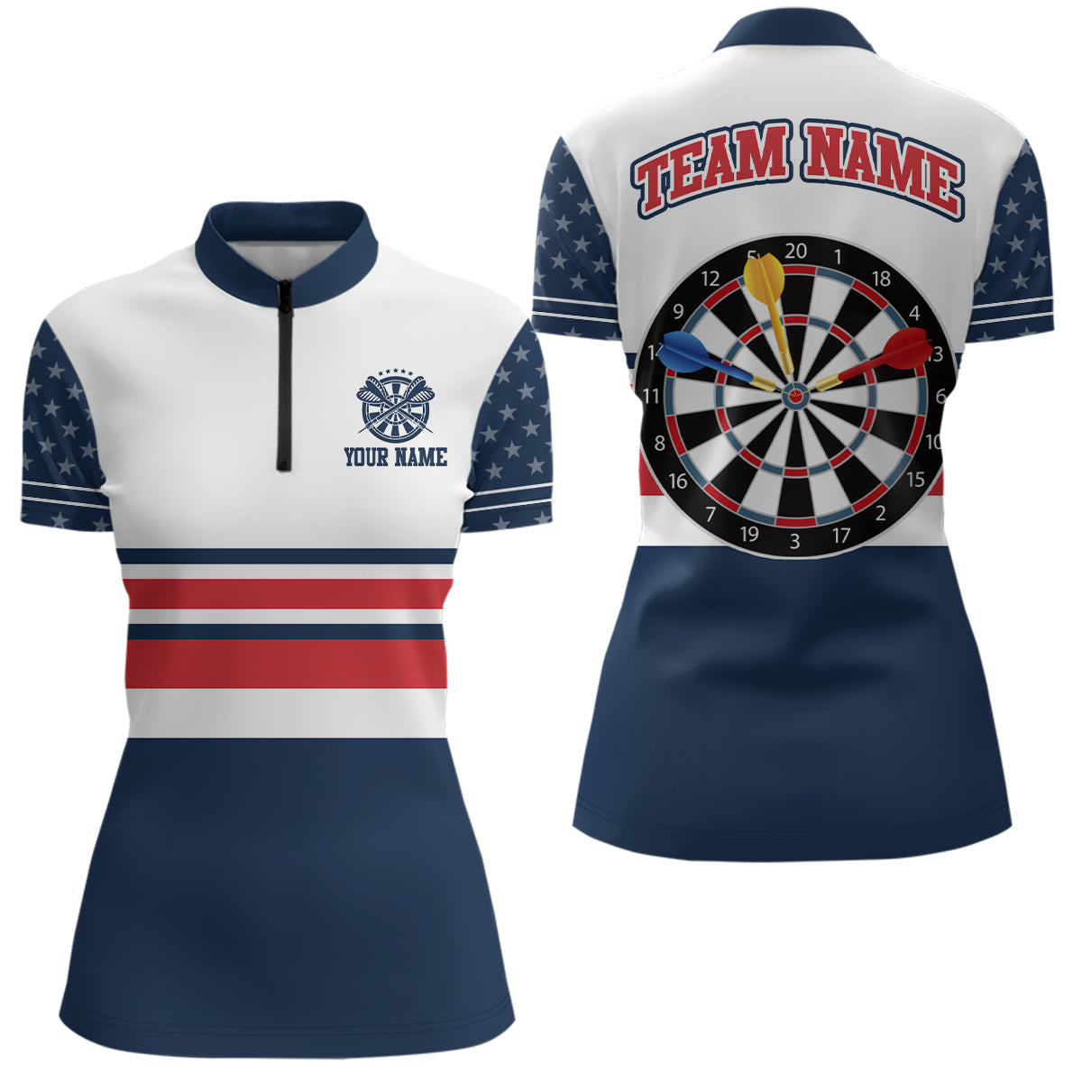 Personalized American Flag Dartboard Quarter-Zip Patriotic Darts