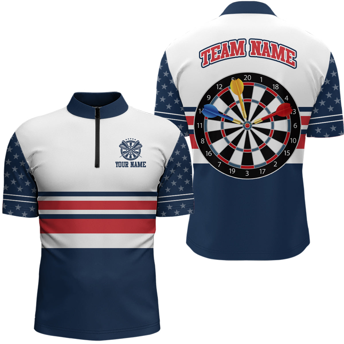 Personalized American Flag Dartboard Quarter-Zip Patriotic Darts