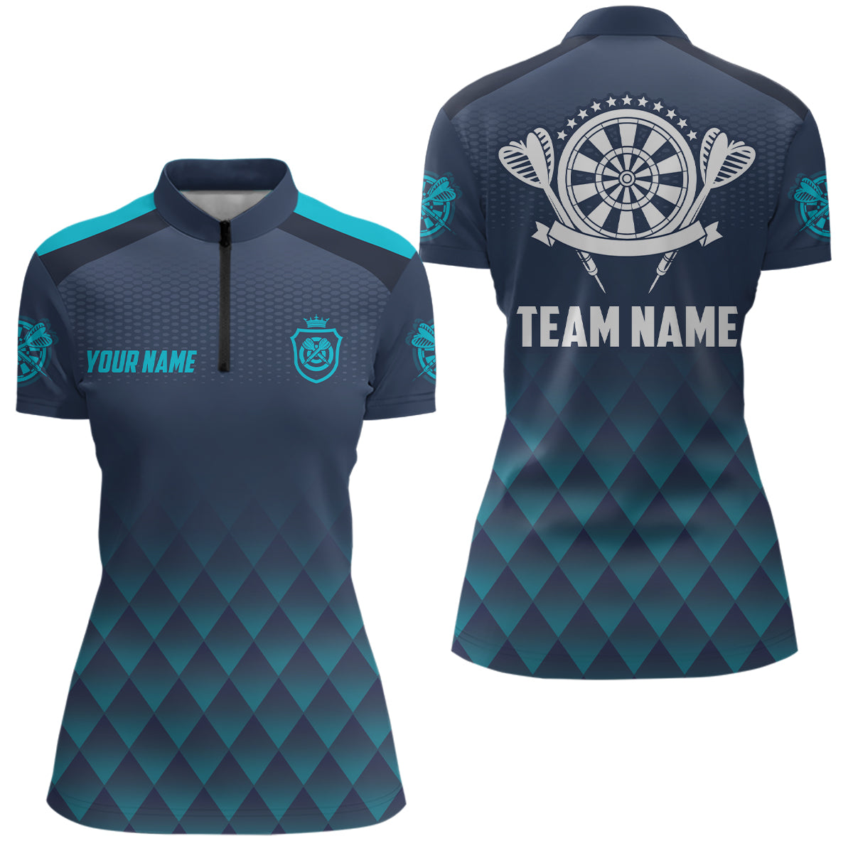 Personalized Darts Geometric Pattern Blue Navy Basic Women Darts
