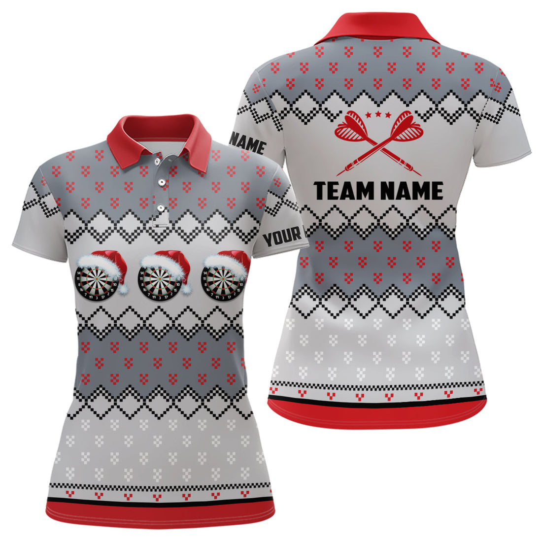 Personalized Darts Christmas Santa Quarter-zip Custom Women Darts Dart