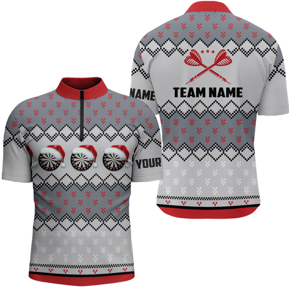 Personalized Darts Christmas Santa Quarter-zip Custom Women Darts Dart