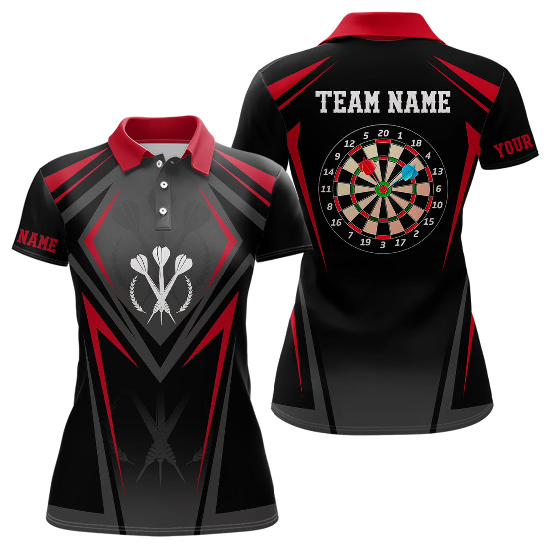 Red Black Sporty Personalized Darts Custom Women Darts Dart