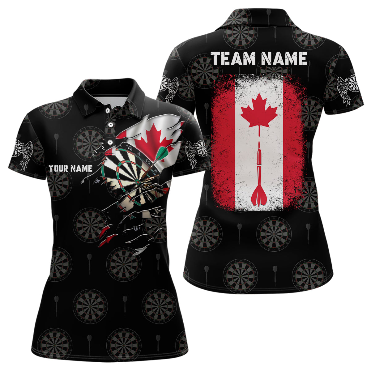 Personalized Retro Canada Flag Darts Quarter-Zip Custom Patriotic Women Darts