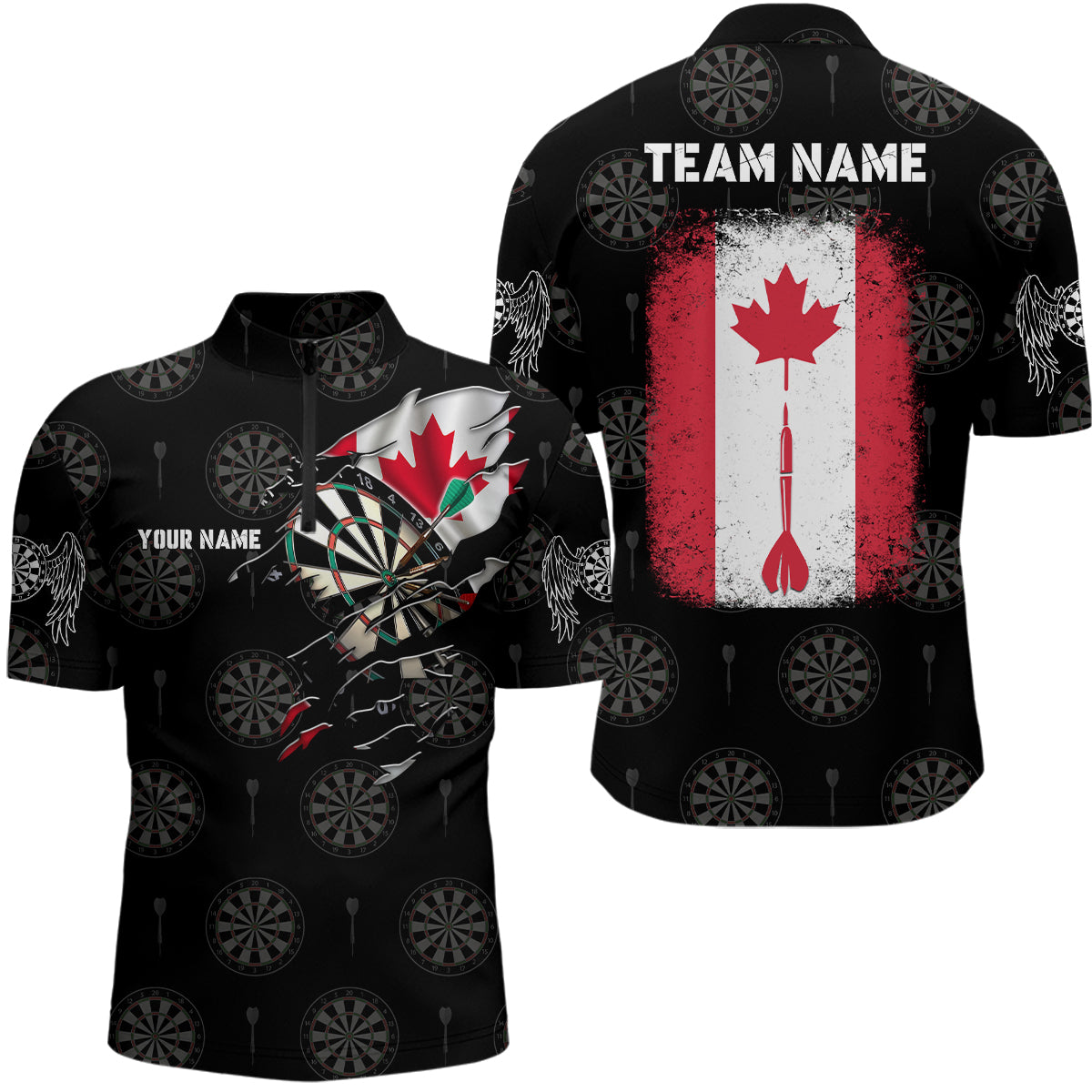 Personalized Retro Canada Flag Darts Quarter-Zip Custom Patriotic Women Darts