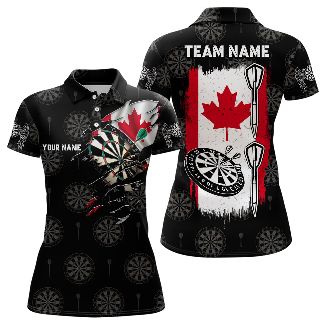 Personalized Retro Canada Flag Darts Quarter-zip Custom Patriotic Women Darts