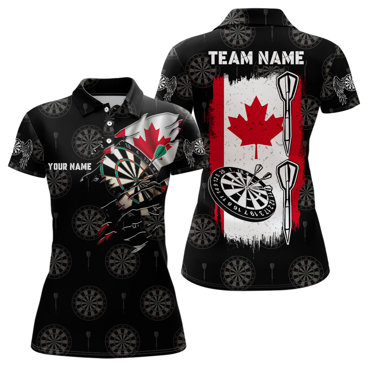 Personalized Retro Canada Flag Darts Quarter-zip Custom Patriotic Women Darts