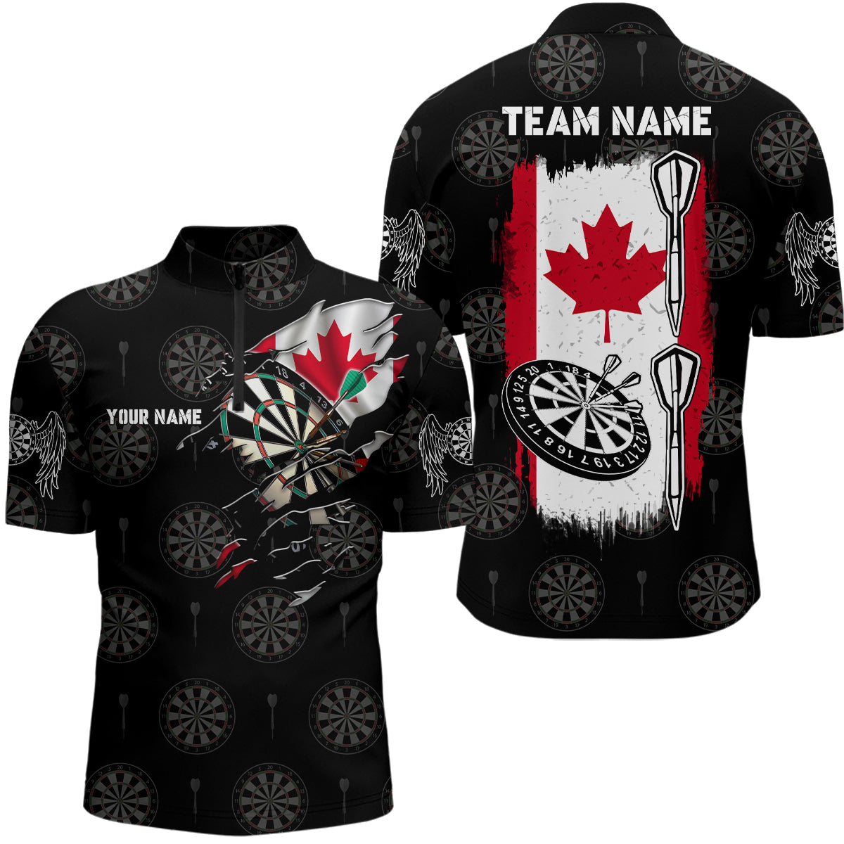 Personalized Retro Canada Flag Darts Quarter-zip Custom Patriotic Women Darts