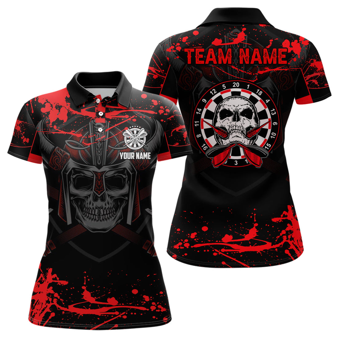 Warrior Skull Darts Quarter-zip Custom Red Scary Darts Dart