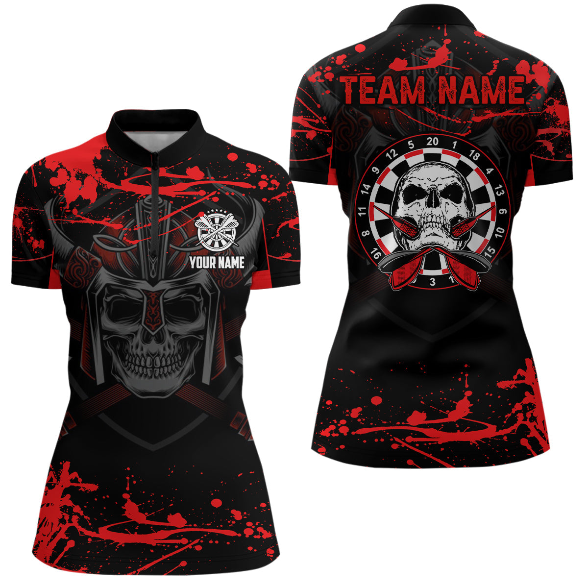 Warrior Skull Darts Quarter-zip Custom Red Scary Darts Dart